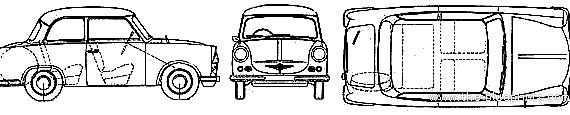 Trabant 600 (1965) - Трабант - чертежи, габариты, рисунки автомобиля