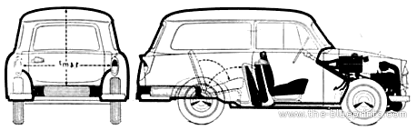 Trabant 600 Combi (1962) - Трабант - чертежи, габариты, рисунки автомобиля