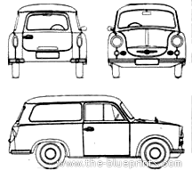 Trabant 600 Combi (1965) - Трабант - чертежи, габариты, рисунки автомобиля