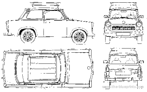 Trabant 601S - Трабант - чертежи, габариты, рисунки автомобиля