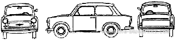 Trabant 601 (1963) - Трабант - чертежи, габариты, рисунки автомобиля