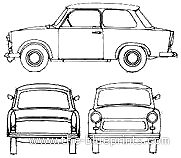 Trabant 601 (1973) - Трабант - чертежи, габариты, рисунки автомобиля