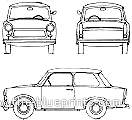 Trabant 601 (1978) - Трабант - чертежи, габариты, рисунки автомобиля