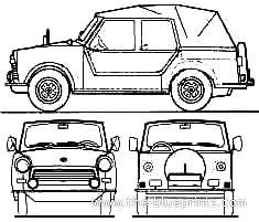 Trabant 601 Tramp - Трабант - чертежи, габариты, рисунки автомобиля
