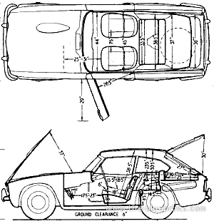 Triumph Dove GTR4 (1963) - Триумф - чертежи, габариты, рисунки автомобиля