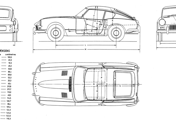 Triumph GT6 Mk1 - Триумф - чертежи, габариты, рисунки автомобиля