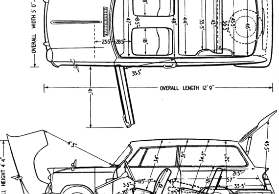 Triumph Herald 1200 Estate (1962) - Триумф - чертежи, габариты, рисунки автомобиля