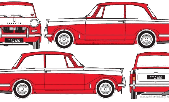 Triumph Herald (1960) - Триумф - чертежи, габариты, рисунки автомобиля