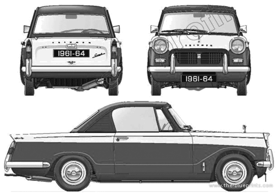 Triumph Herald Coupe 1200 1960-64 - Триумф - чертежи, габариты, рисунки автомобиля