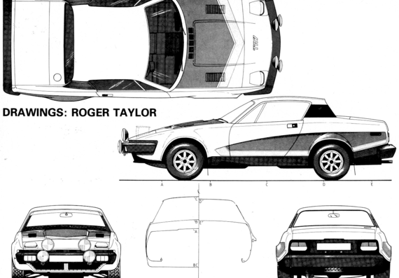 Triumph TR-7 (1976) - Триумф - чертежи, габариты, рисунки автомобиля