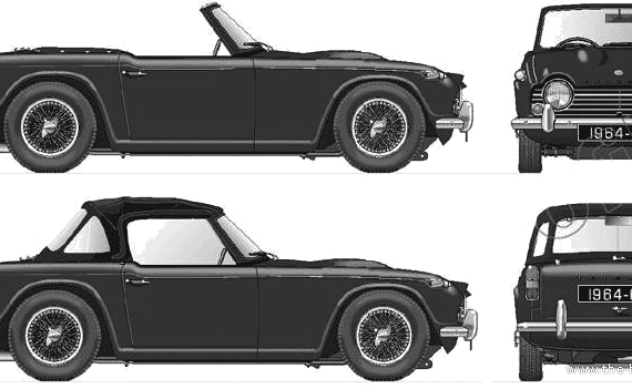 Triumph TR4A (1964) - Триумф - чертежи, габариты, рисунки автомобиля