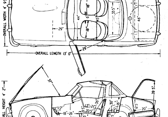 Triumph TR4 (1962) - Триумф - чертежи, габариты, рисунки автомобиля