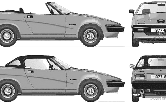 Triumph TR7 Convertible (1977) - Триумф - чертежи, габариты, рисунки автомобиля