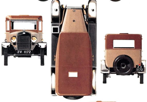 Trojan Achilles Fabric Saloon (1928) - Разные автомобили - чертежи, габариты, рисунки автомобиля
