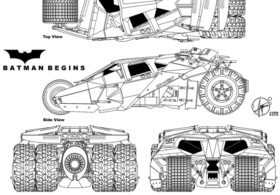 Tumbler Batmobile - Разные автомобили - чертежи, габариты, рисунки автомобиля