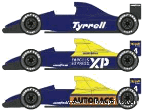 Tyrrel 018 F1 GP (1989) - Разные автомобили - чертежи, габариты, рисунки автомобиля