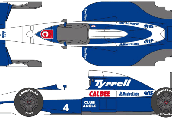 Tyrrell-Ford 020B F1 GP (1992) - Разные автомобили - чертежи, габариты, рисунки автомобиля