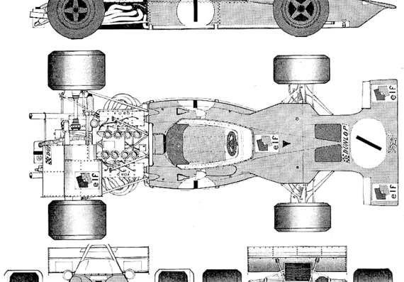 Tyrrell 001 F1 (1970) - Разные автомобили - чертежи, габариты, рисунки автомобиля