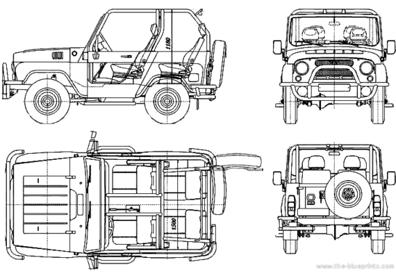 UAZ-3150 - УАЗ - чертежи, габариты, рисунки автомобиля