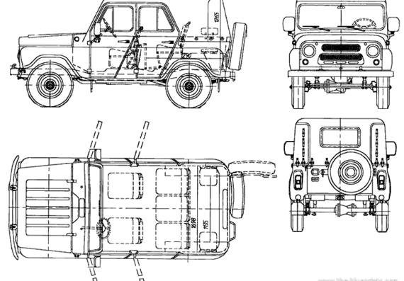 UAZ-31514 - УАЗ - чертежи, габариты, рисунки автомобиля