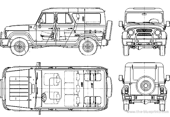 UAZ-3153 - УАЗ - чертежи, габариты, рисунки автомобиля