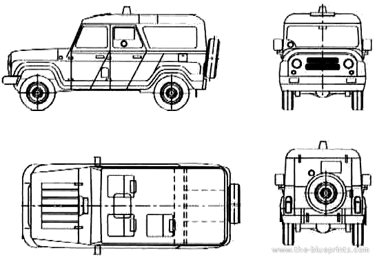 UAZ-31531 - УАЗ - чертежи, габариты, рисунки автомобиля