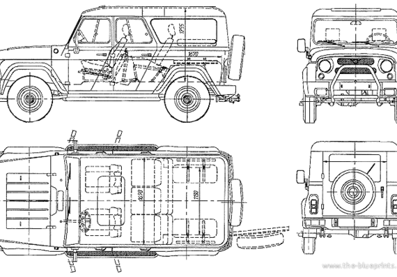 UAZ-3159 - УАЗ - чертежи, габариты, рисунки автомобиля