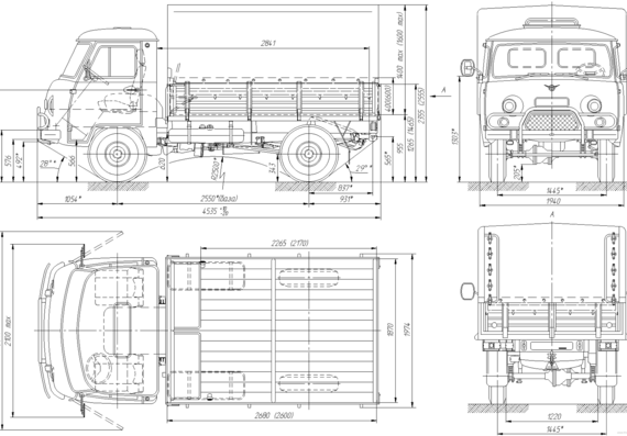 UAZ-3303 - УАЗ - чертежи, габариты, рисунки автомобиля