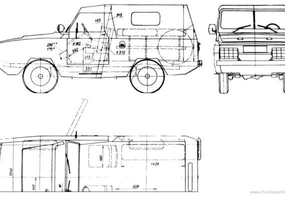 UAZ-3907 - УАЗ - чертежи, габариты, рисунки автомобиля