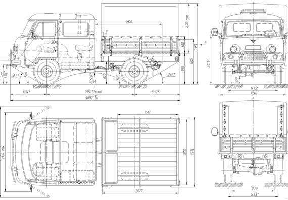 UAZ-39094 - УАЗ - чертежи, габариты, рисунки автомобиля