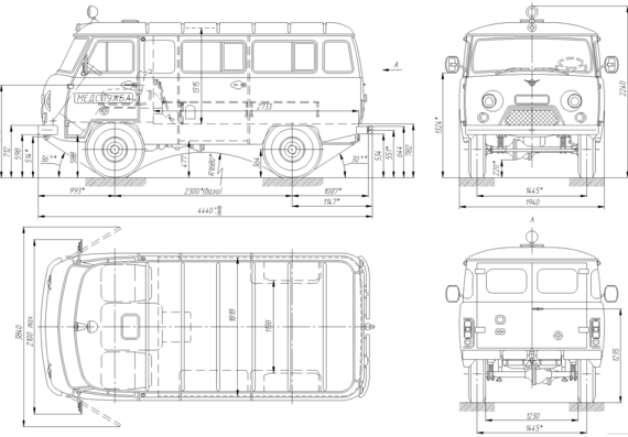 UAZ-39625 - УАЗ - чертежи, габариты, рисунки автомобиля