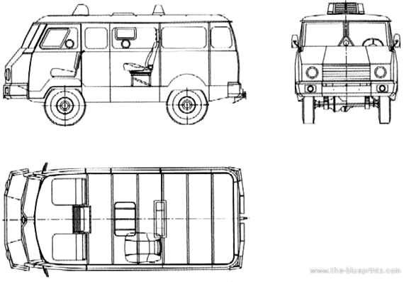 UAZ-452 Van - УАЗ - чертежи, габариты, рисунки автомобиля
