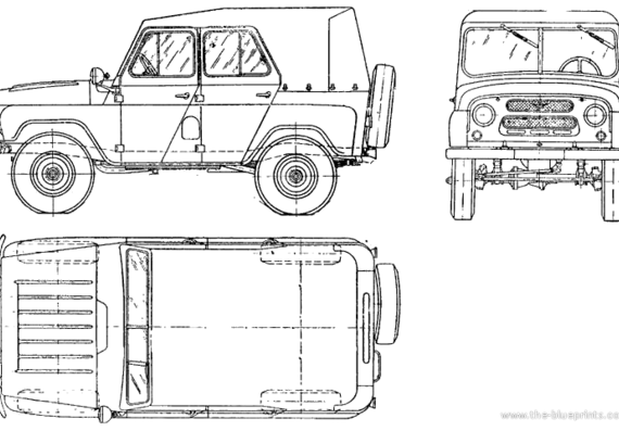 UAZ-469 - УАЗ - чертежи, габариты, рисунки автомобиля