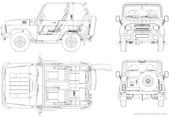 UAZ 3150 - УАЗ - чертежи, габариты, рисунки автомобиля