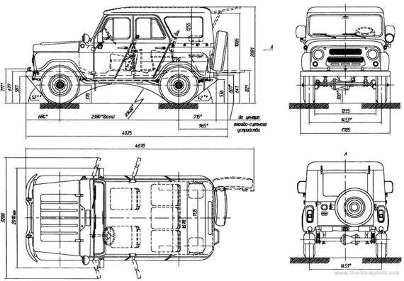 UAZ 3151 - УАЗ - чертежи, габариты, рисунки автомобиля