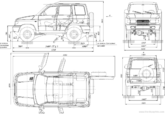 UAZ 3160 - УАЗ - чертежи, габариты, рисунки автомобиля