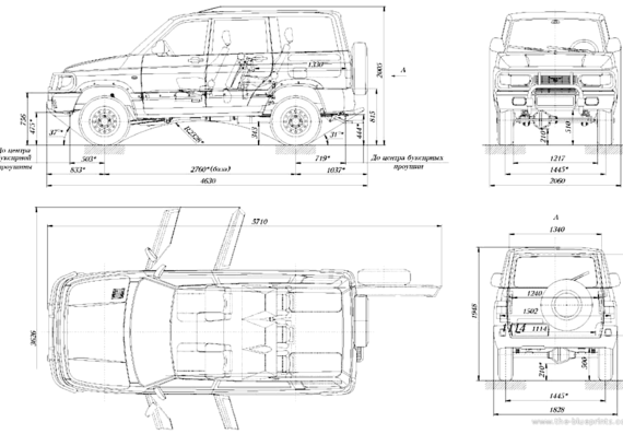 UAZ 3162 - УАЗ - чертежи, габариты, рисунки автомобиля