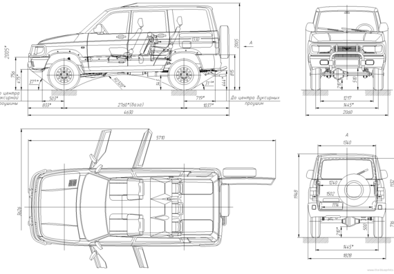 UAZ 3162 Simbir - УАЗ - чертежи, габариты, рисунки автомобиля