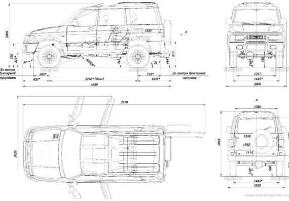 UAZ 3162 vk - УАЗ - чертежи, габариты, рисунки автомобиля