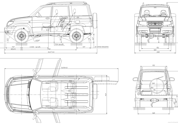 UAZ 3163-030 Patriot (2005) - УАЗ - чертежи, габариты, рисунки автомобиля