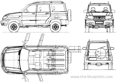 UAZ Patriot (2008) - УАЗ - чертежи, габариты, рисунки автомобиля