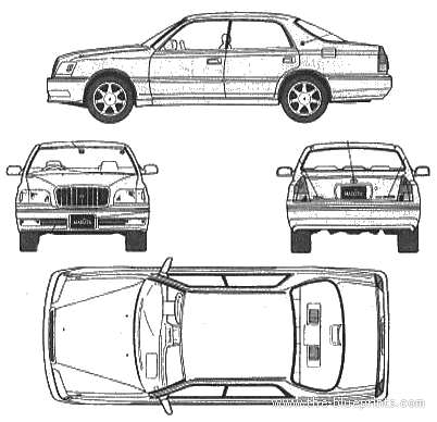 UZS155 Crown Majesta C Type I-Four - Тойота - чертежи, габариты, рисунки автомобиля