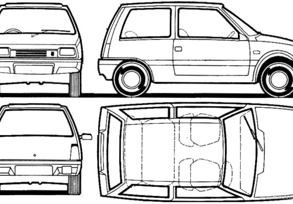 VAZ-1111 Oka - УАЗ - чертежи, габариты, рисунки автомобиля