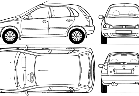 VAZ-1118 Kalina - Разные автомобили - чертежи, габариты, рисунки автомобиля