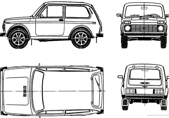 VAZ-2121 Niva - УАЗ - чертежи, габариты, рисунки автомобиля