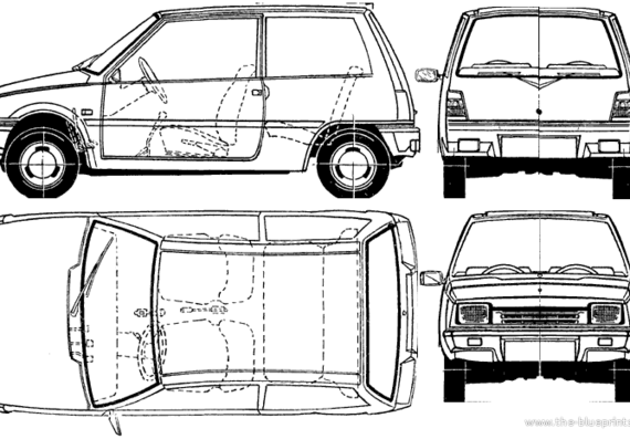 VAZ 1111 Oka - УАЗ - чертежи, габариты, рисунки автомобиля