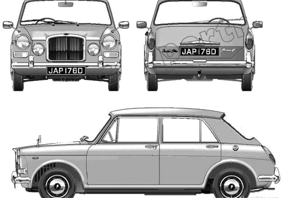 Vanden Plas 1100 (1963) - Разные автомобили - чертежи, габариты, рисунки автомобиля