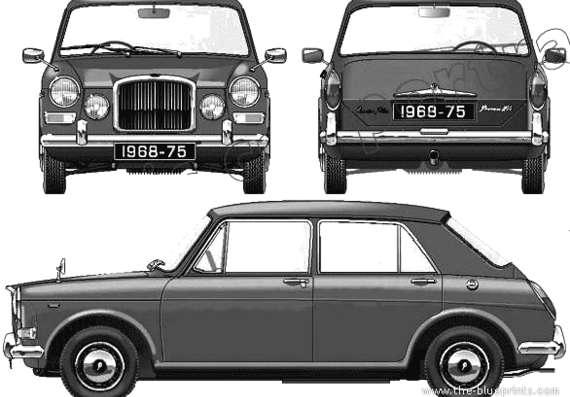 Vanden Plas 1300 (1968) - Разные автомобили - чертежи, габариты, рисунки автомобиля