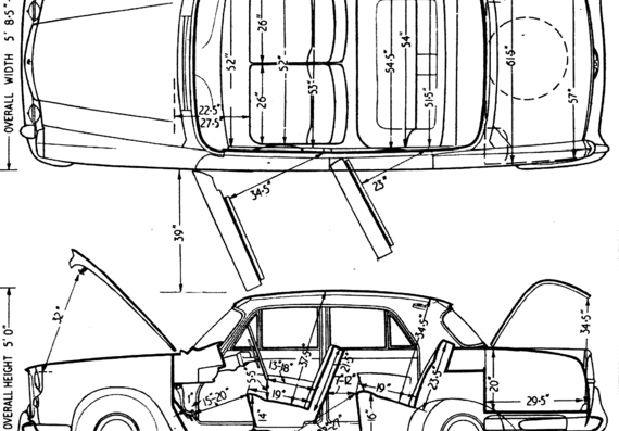 Vanden Plas Princess 3-Litre (1962) - Разные автомобили - чертежи, габариты, рисунки автомобиля