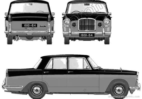 Vanden Plas Princess 3-Litre Mk.2 (1961) - Разные автомобили - чертежи, габариты, рисунки автомобиля